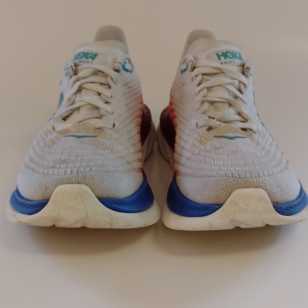 Hoka Mach 5 Shoes in White, Orange, and Purple - Picture 3 of 11